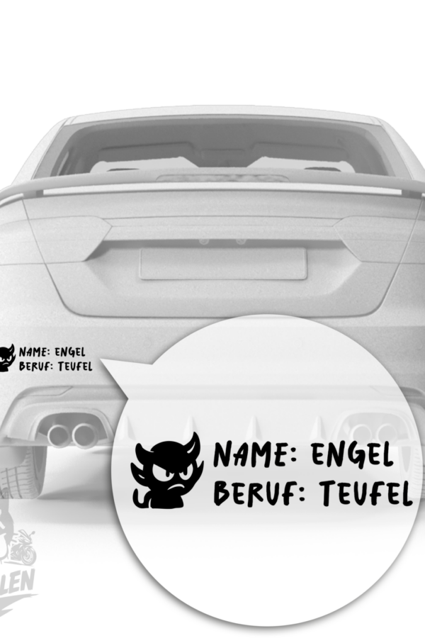 Name: Engel – Beruf: Teufel | Frecher Statement Vinyl Sticker