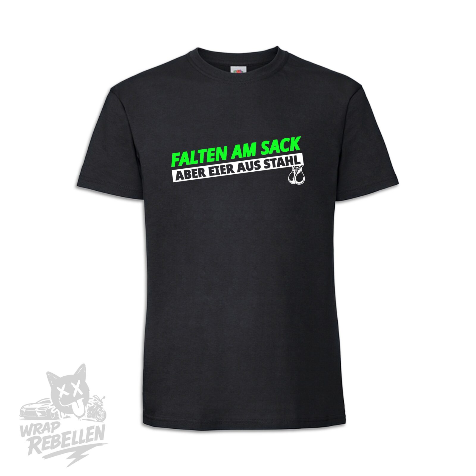 T-Shirt - Falten am Sack. Aber Eier aus Stahl. – Bild 3