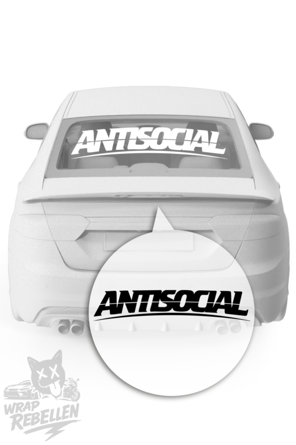 Antisocial Heckscheibenaufkleber – Cleanes Statement für Individualisten